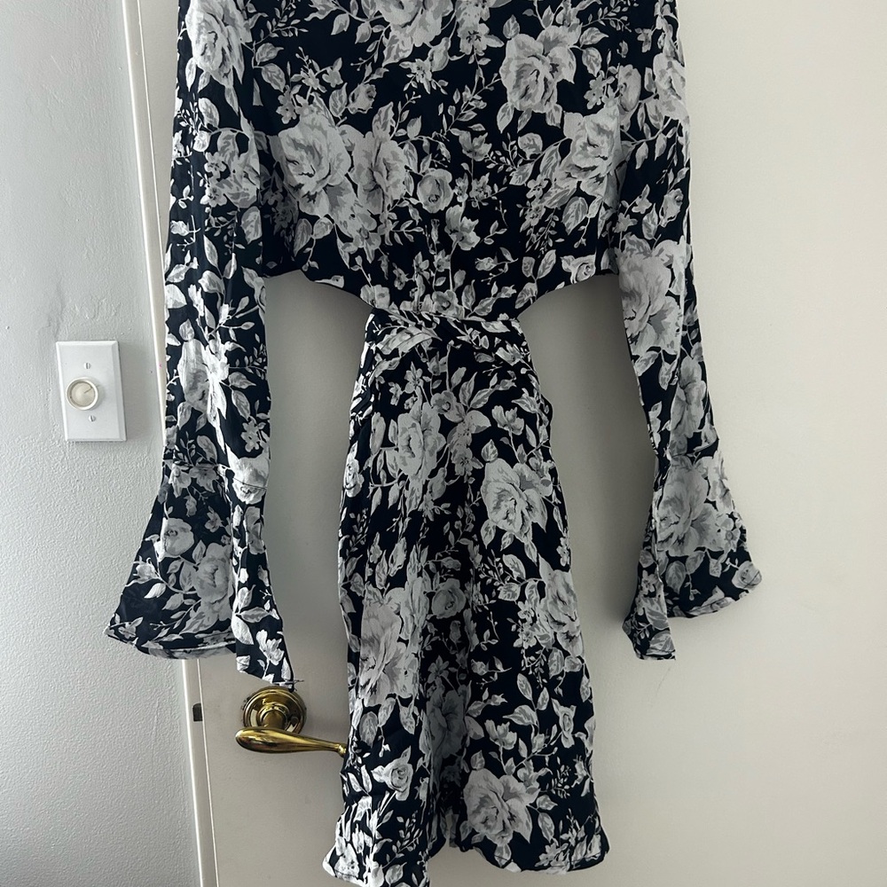 Free People Black and White Floral Mini Dress